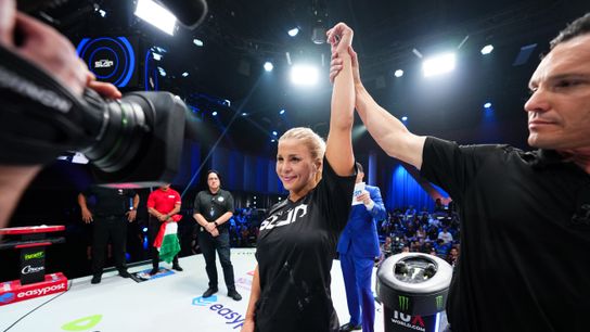 Powerful Sheena Bathory excited to welcome wrestler Jackie Cataline to Power Slap (Power Slap). Photo by Chris Unger/Zuffa